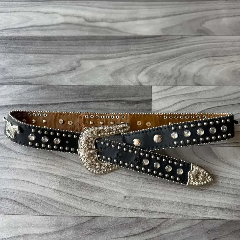 Vintage Y2K Western Rhinestone Cowgirl Belt